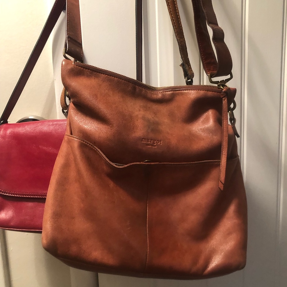 Margot Tan Leather Crossbody Shoulder Bag